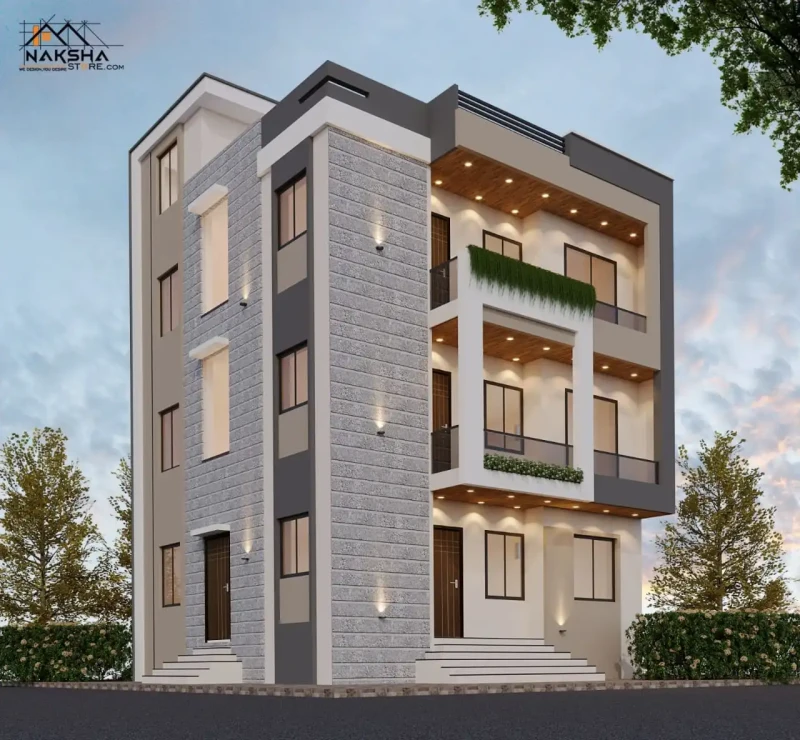 40x40 Plot Modern 3D House Elevation Design | Luxury G+2 Home Front Design
